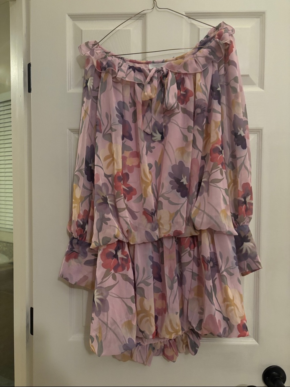 Anthropologie Pastel Floral Off-Shoulder Mini Dress
